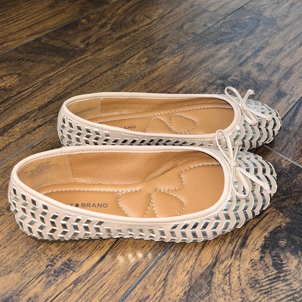 Lucky Brand Sargena Woven Leather Ballet Flats Sz-7